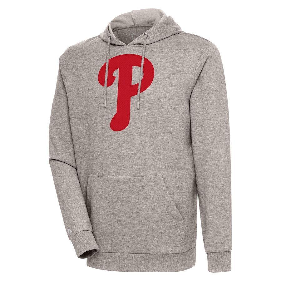 Men's Philadelphia Phillies Antigua Oatmeal Action Pullover Hoodie