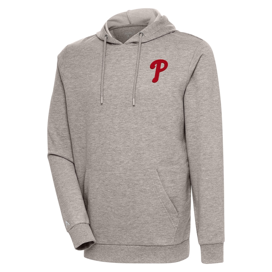 Men's Philadelphia Phillies Antigua Oatmeal Action Pullover Hoodie