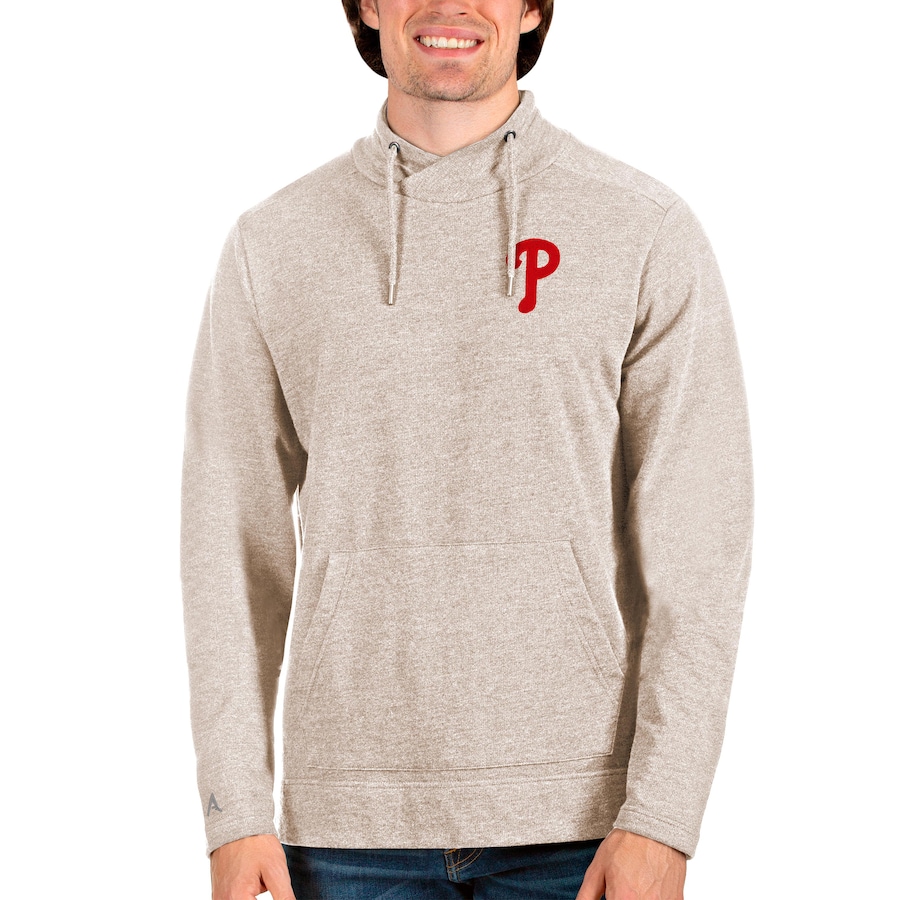 Men's Philadelphia Phillies Antigua Oatmeal Team Reward Pullover Sweatshirt