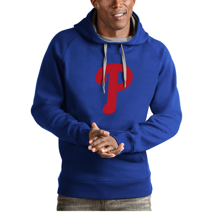 Men's Philadelphia Phillies Antigua Royal Victory Pullover Team Logo Hoodie