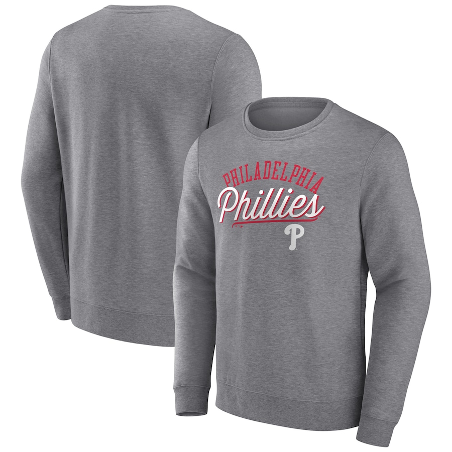 Men's Philadelphia Phillies Heather Gray Simplicity Pullover Sweatshirt Men's Philadelphia Phillies Heather Gray Simplicity Pullover Sweatshirt