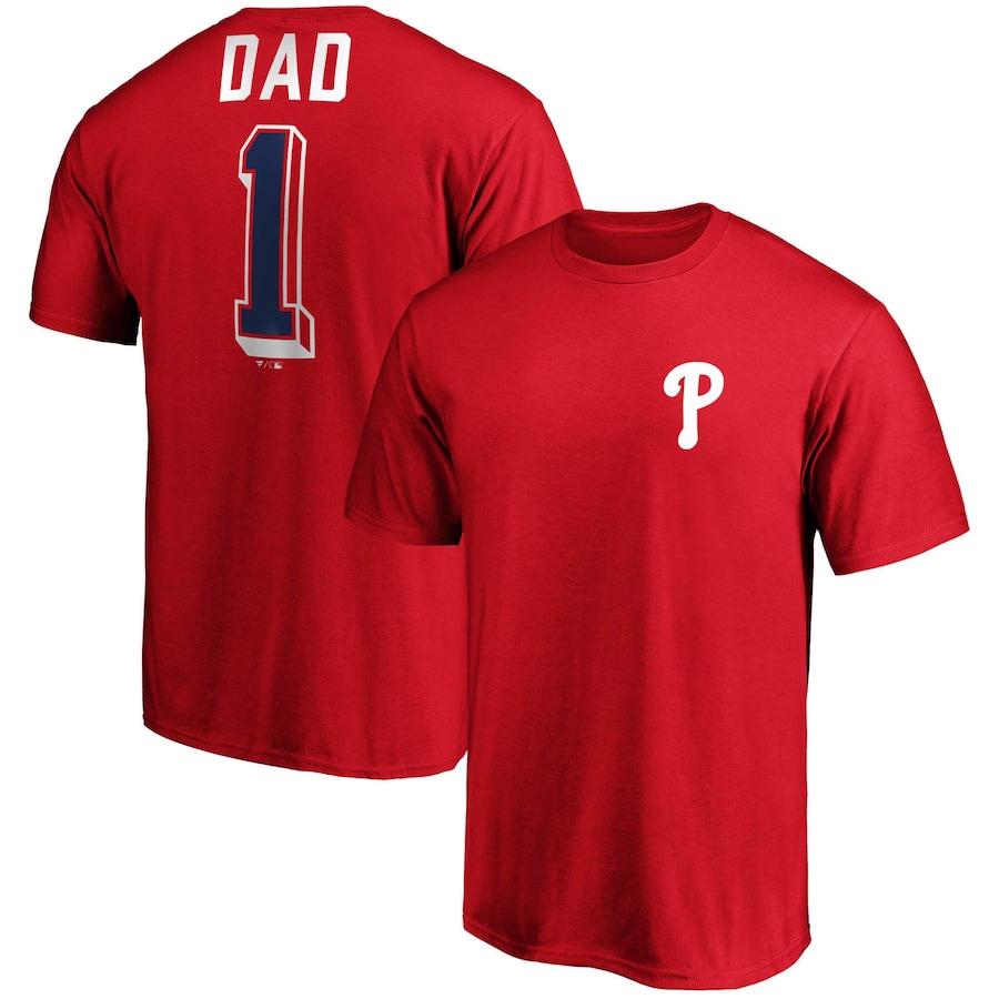 Men's Philadelphia Phillies Red Number One Dad Team T-Shirt