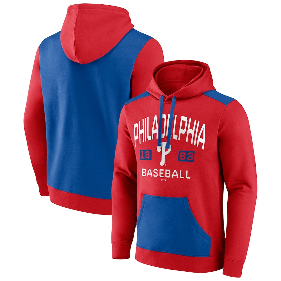 Men's Philadelphia Phillies Red/Royal Chip In Team Pullover Hoodie Men's Philadelphia Phillies Red/Royal Chip In Team Pullover Hoodie