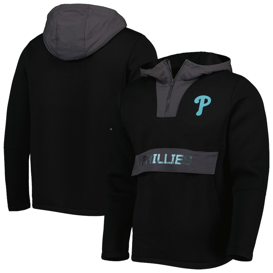 Men's Philadelphia Phillies Levelwear Black Ruckus Quarter-Zip Hoodie