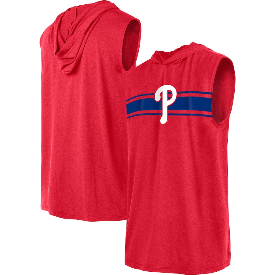 Men's Philadelphia Phillies New Era Red Sleeveless Pullover Hoodie Men's Philadelphia Phillies New Era Red Sleeveless Pullover Hoodie