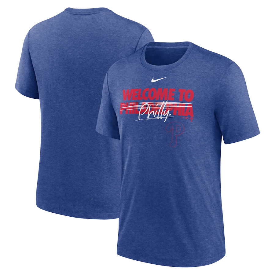 Men's Philadelphia Phillies Nike Heather Royal Home Spin Tri-Blend T-Shirt