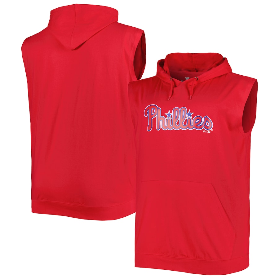 Men's Philadelphia Phillies Red Jersey Pullover Muscle Hoodie
