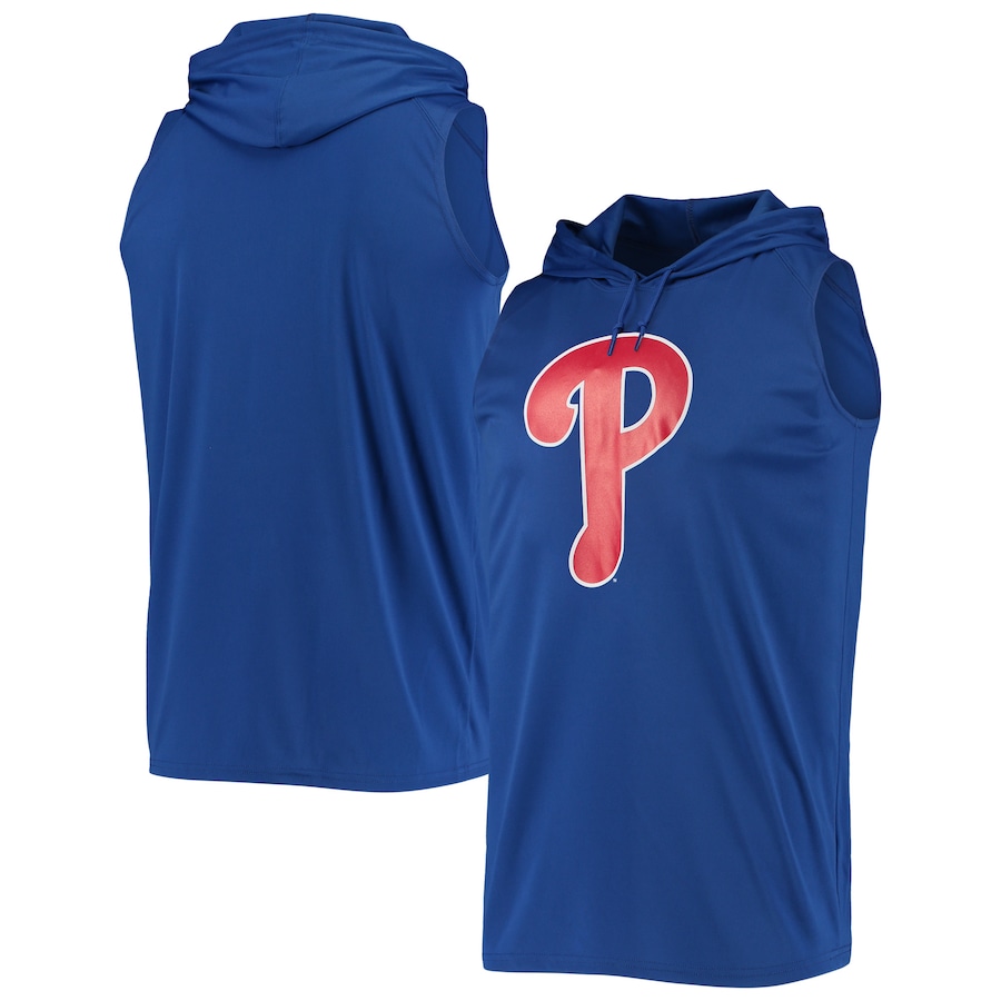 Men's Philadelphia Phillies Stitches Royal Sleeveless Pullover Hoodie Men's Philadelphia Phillies Stitches Royal Sleeveless Pullover Hoodie