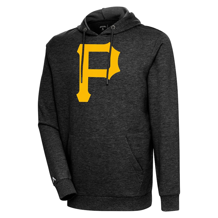 Men's Pittsburgh Pirates Antigua Heather Black Action Pullover Hoodie