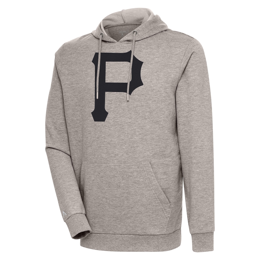 Men's Pittsburgh Pirates Antigua Oatmeal Action Pullover Hoodie