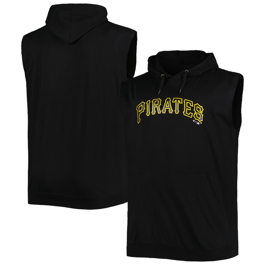 Men's Pittsburgh Pirates Black Jersey Pullover Muscle Hoodie Men's Pittsburgh Pirates Black Jersey Pullover Muscle Hoodie