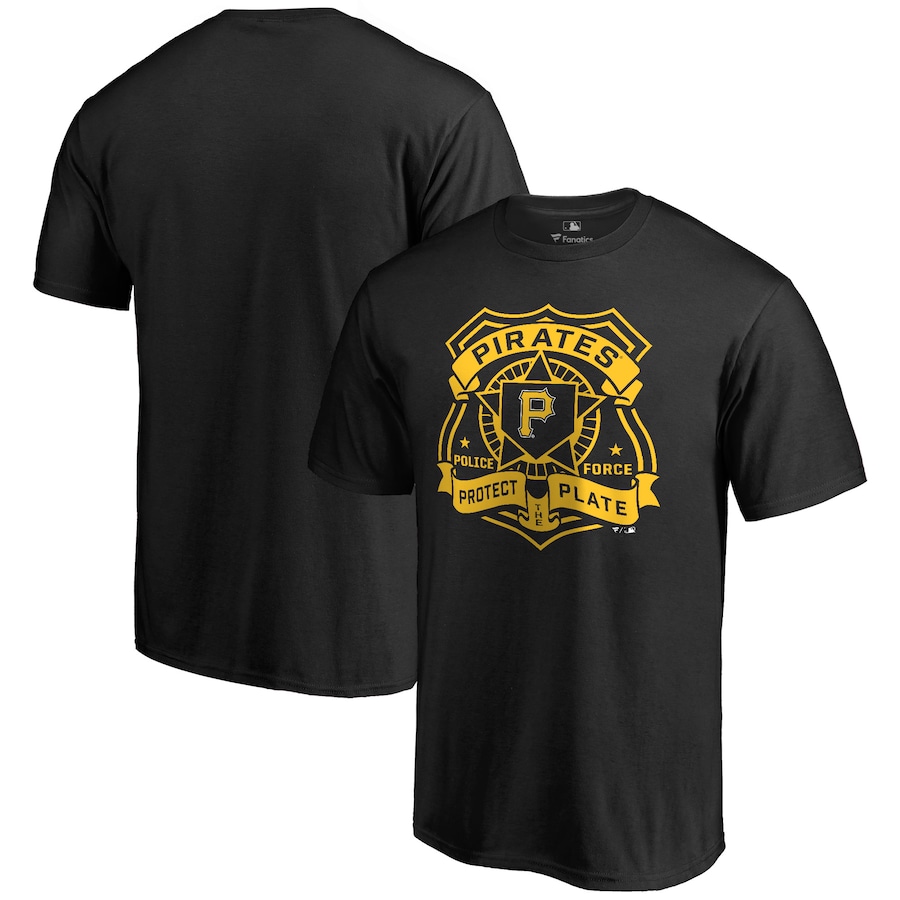 Men's Pittsburgh Pirates Black Police Badge T-Shirt Men's Pittsburgh Pirates Black Police Badge T-Shirt