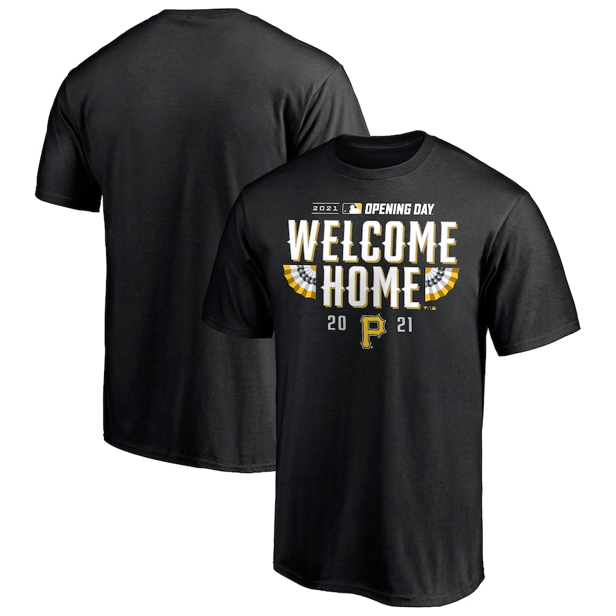 Men's Pittsburgh Pirates Black 2021 Opening Day T-Shirt Men's Pittsburgh Pirates Black 2021 Opening Day T-Shirt