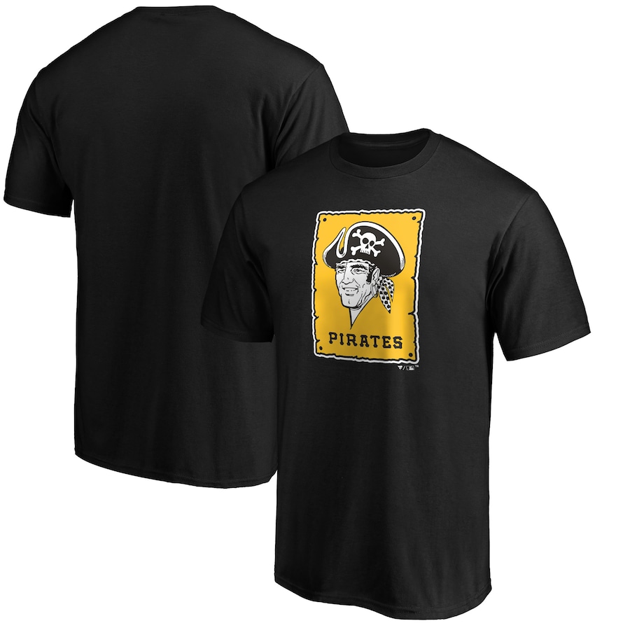 Men's Pittsburgh Pirates Black Cooperstown Collection Forbes Team Logo T-Shirt Men's Pittsburgh Pirates Black Cooperstown Collection Forbes Team Logo T-Shirt