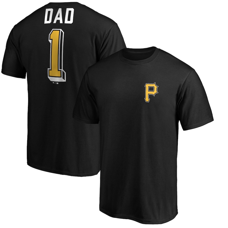 Men's Pittsburgh Pirates Black Number One Dad T-Shirt