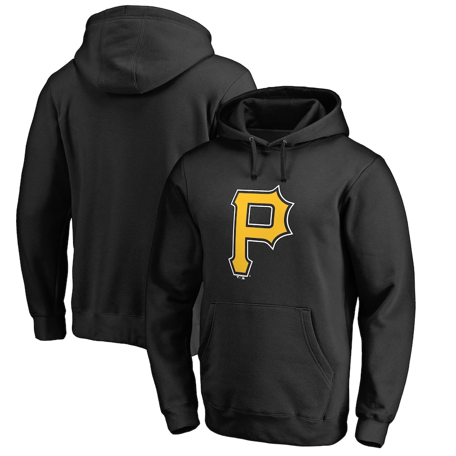 Men's Pittsburgh Pirates Black Official Logo Fitted Pullover Hoodie