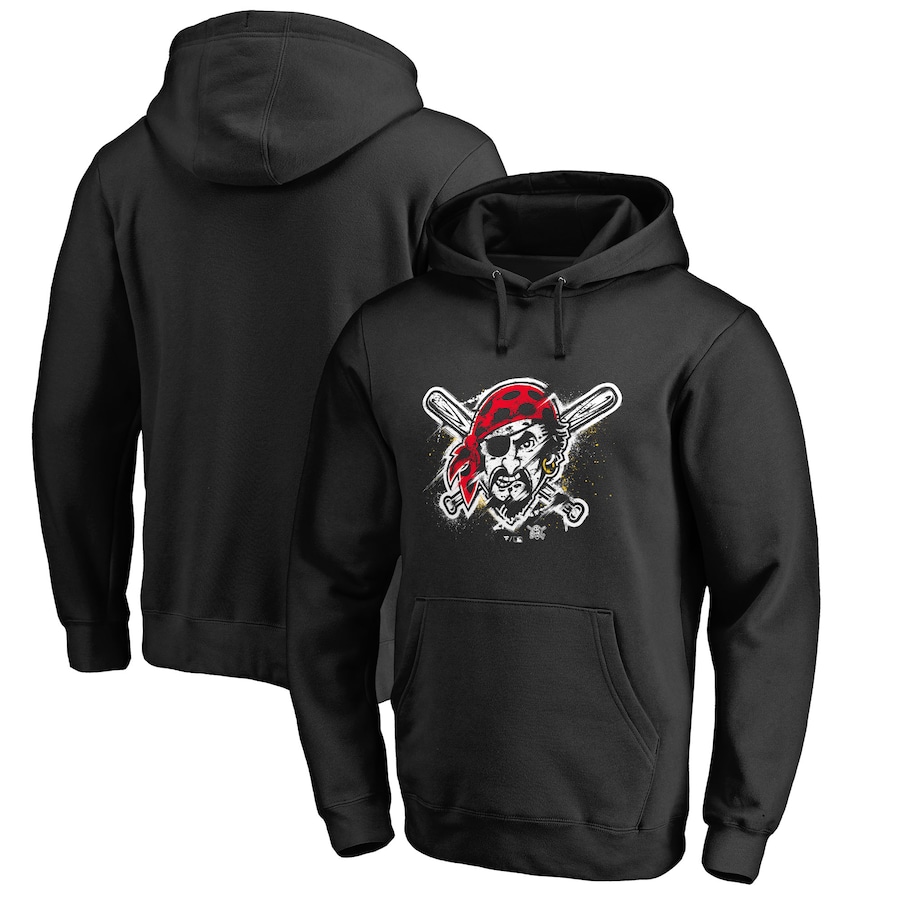 Men's Pittsburgh Pirates Black Splatter Logo Pullover Hoodie