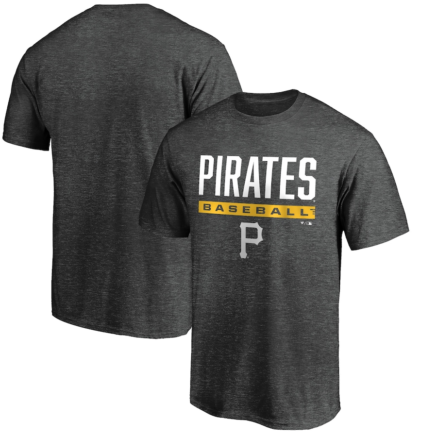 Men's Pittsburgh Pirates Charcoal Win Stripe Logo T-Shirt