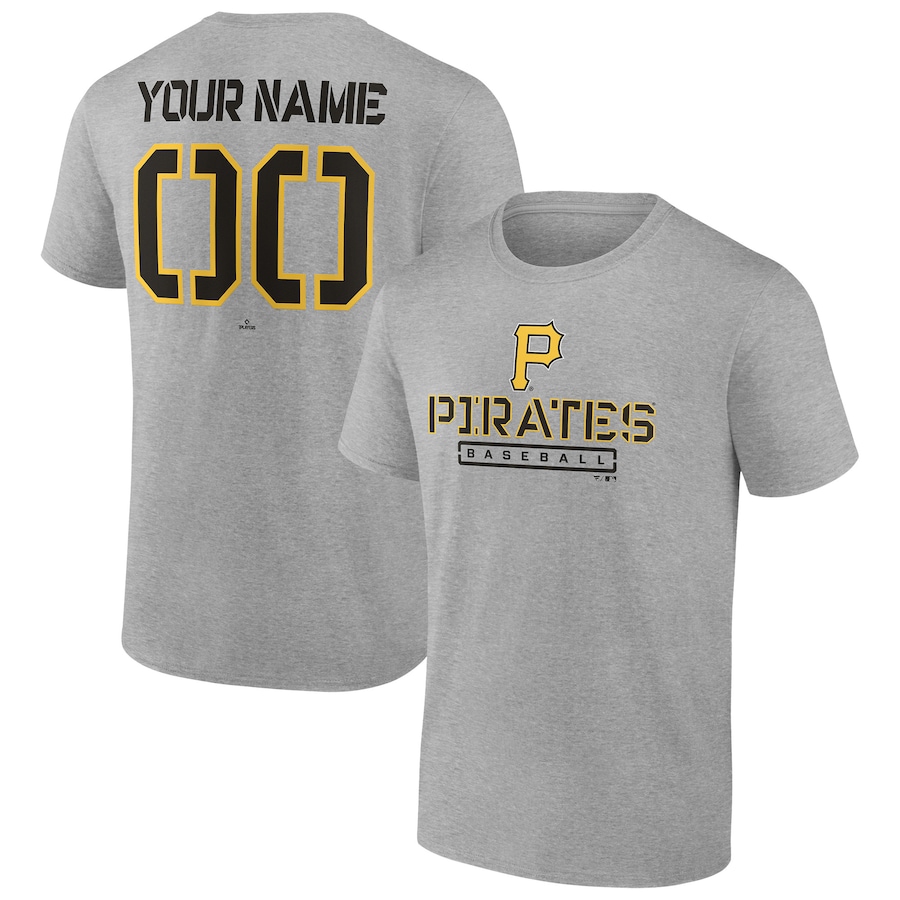 Men's Pittsburgh Pirates Heather Gray Evanston Stencil Personalized T-Shirt