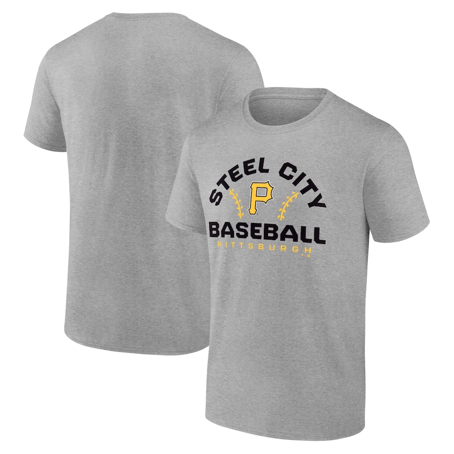Men's Pittsburgh Pirates Heather Gray Team Go For Two T-Shirt Men's Pittsburgh Pirates Heather Gray Team Go For Two T-Shirt