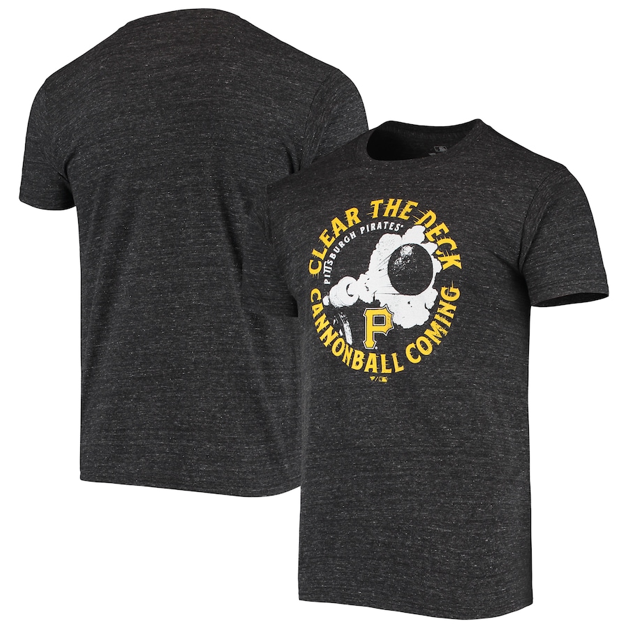 Men's Pittsburgh Pirates Heathered Black Clear The Deck Tri-Blend T-Shirt