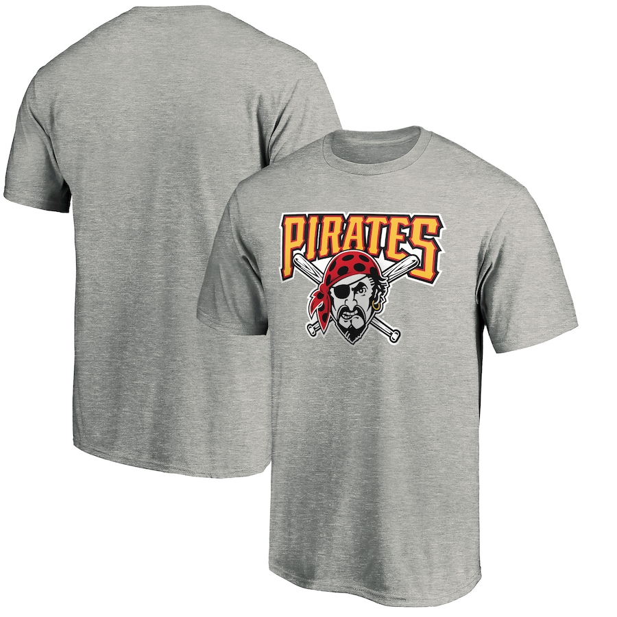 Men's Pittsburgh Pirates Heathered Gray Cooperstown Collection Huntington Logo T-Shirt Men's Pittsburgh Pirates Heathered Gray Cooperstown Collection Huntington Logo T-Shirt