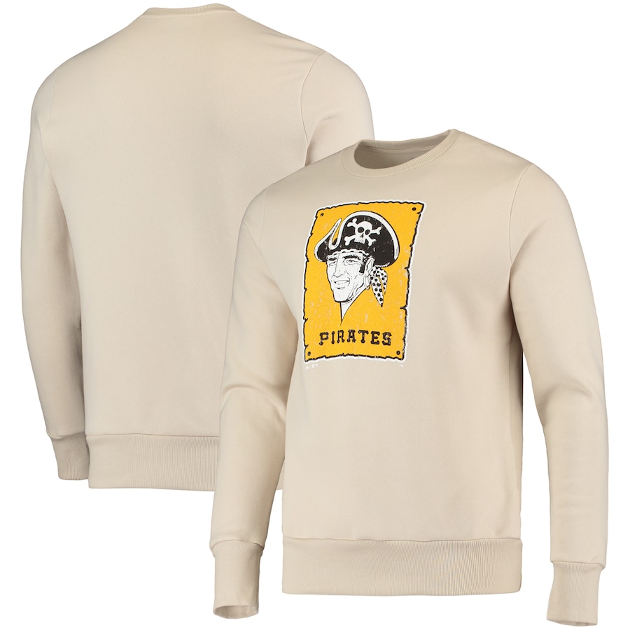 Men's Pittsburgh Pirates Majestic Threads Oatmeal Fleece Pullover Sweatshirt Men's Pittsburgh Pirates Majestic Threads Oatmeal Fleece Pullover Sweatshirt