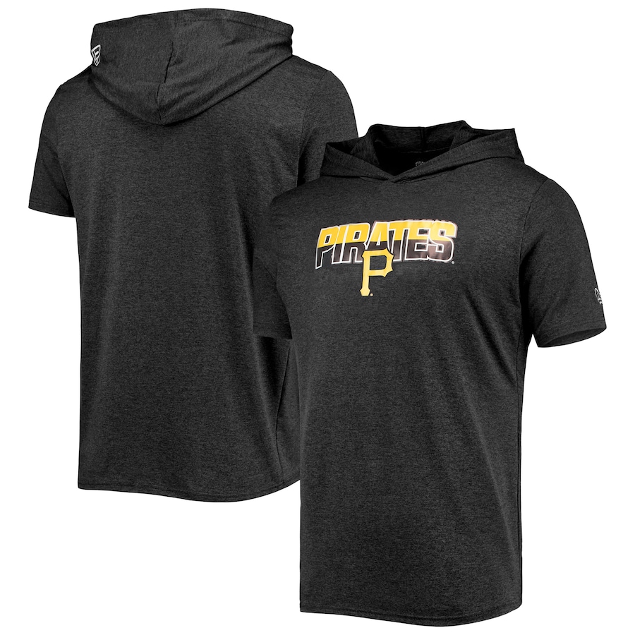 Men's Pittsburgh Pirates New Era Heathered Black Hoodie T-Shirt