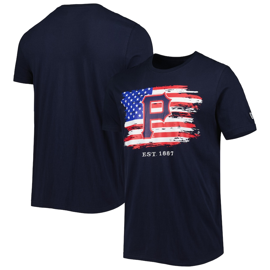 Men's Pittsburgh Pirates New Era Navy 4th of July Jersey T-Shirt Men's Pittsburgh Pirates New Era Navy 4th of July Jersey T-Shirt