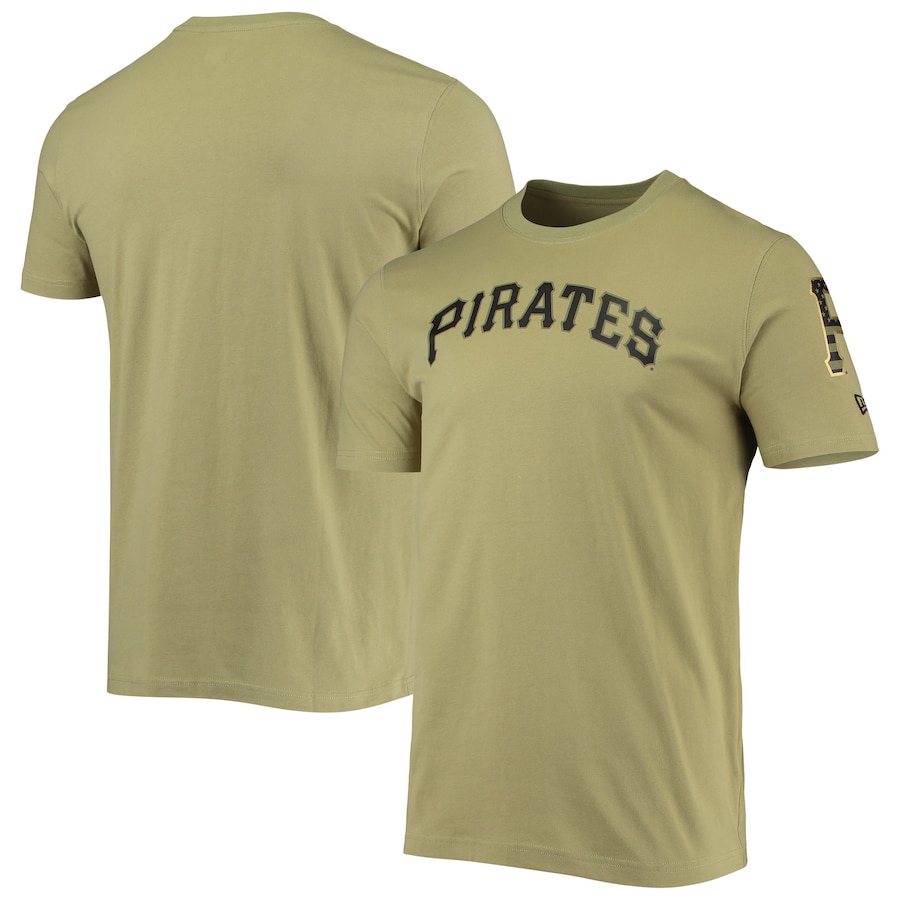 Men's Pittsburgh Pirates New Era Olive Brushed Armed Forces T-Shirt Men's Pittsburgh Pirates New Era Olive Brushed Armed Forces T-Shirt