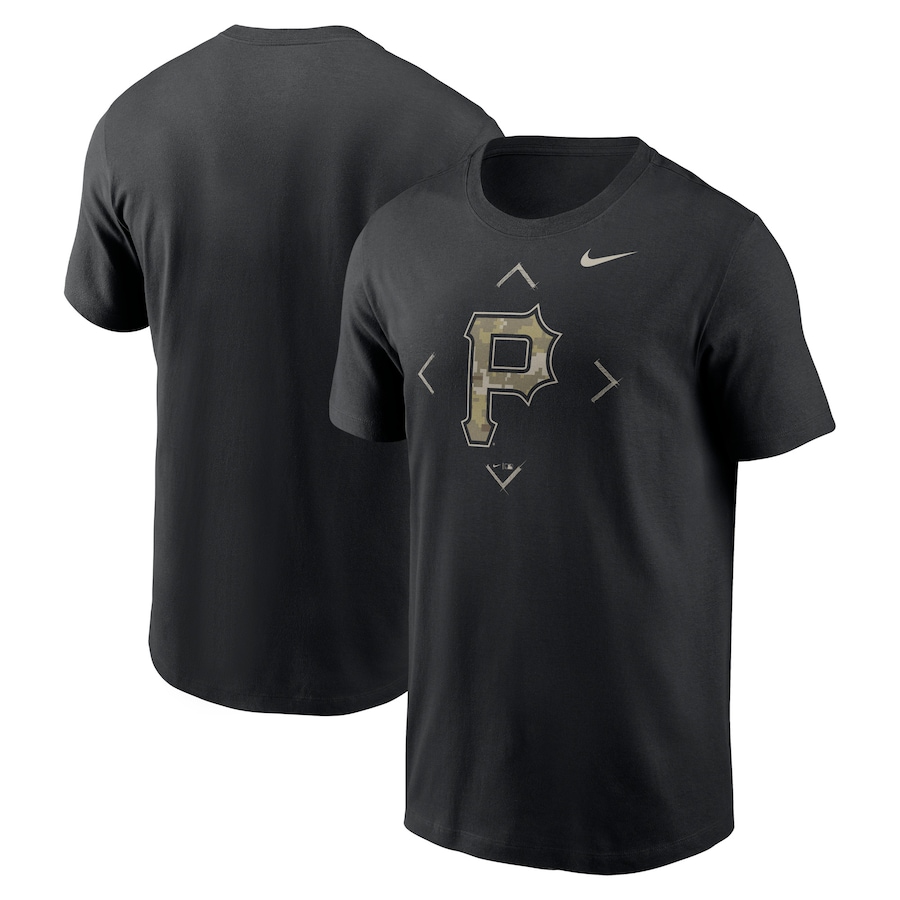 Men's Pittsburgh Pirates Nike Black Camo Logo T-Shirt Men's Pittsburgh Pirates Nike Black Camo Logo T-Shirt