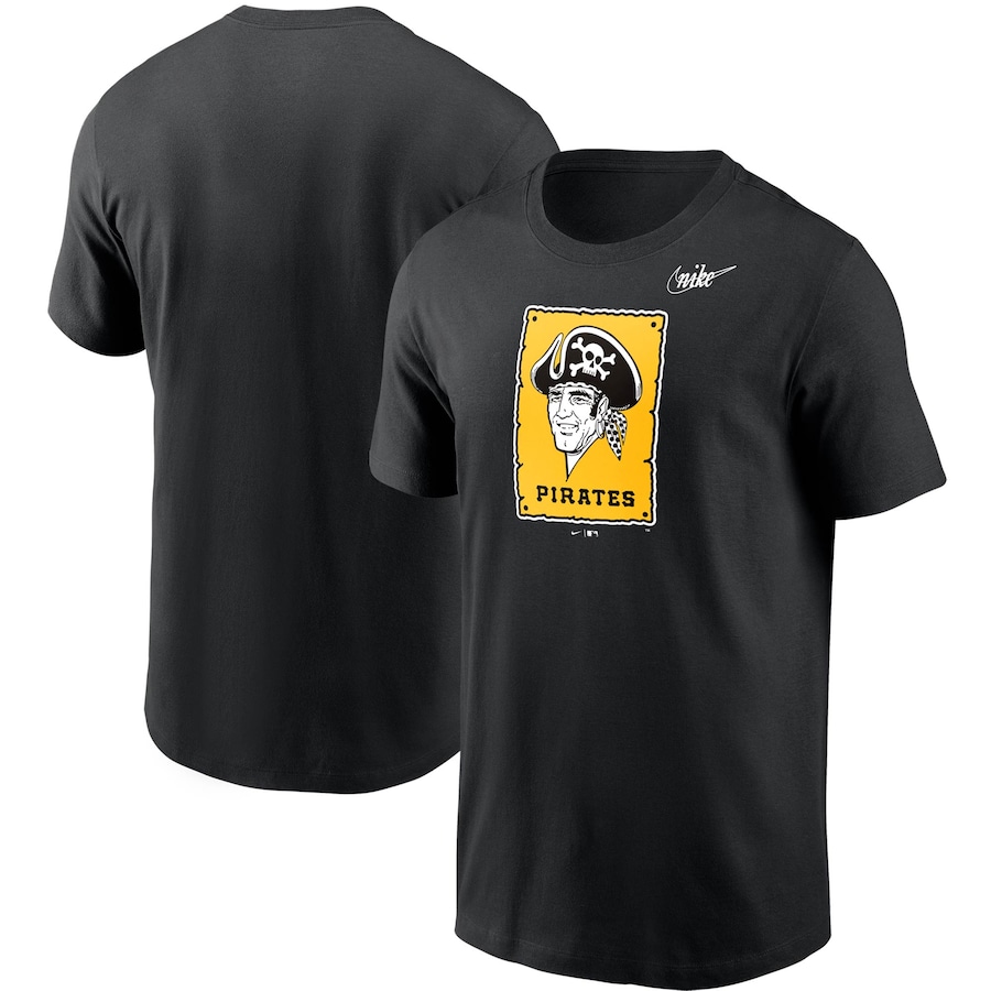 Men's Pittsburgh Pirates Nike Black Cooperstown Collection Logo T-Shirt