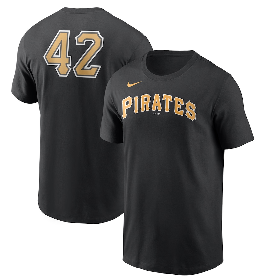Men's Pittsburgh Pirates Nike Black Jackie Robinson Day Team 42 T-Shirt Men's Pittsburgh Pirates Nike Black Jackie Robinson Day Team 42 T-Shirt