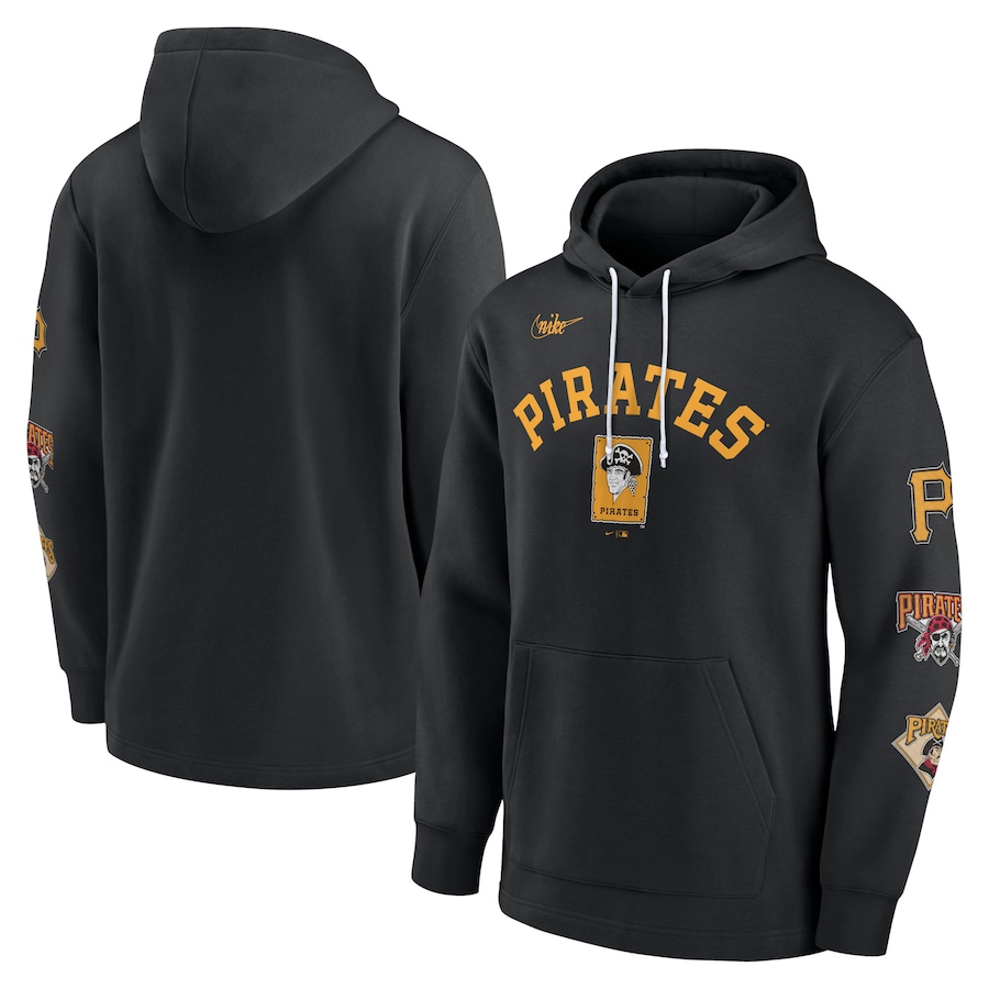Men's Pittsburgh Pirates Nike Black Rewind Lefty Pullover Hoodie Men's Pittsburgh Pirates Nike Black Rewind Lefty Pullover Hoodie