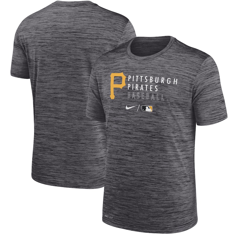 Men's Pittsburgh Pirates Nike Heathered Black Authentic Collection Velocity Practice Performance T-Shirt