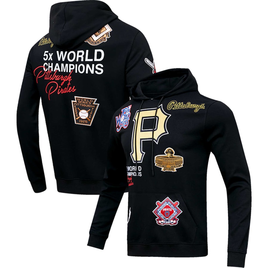 Men's Pittsburgh Pirates Pro Standard Black Championship Pullover Hoodie Men's Pittsburgh Pirates Pro Standard Black Championship Pullover Hoodie