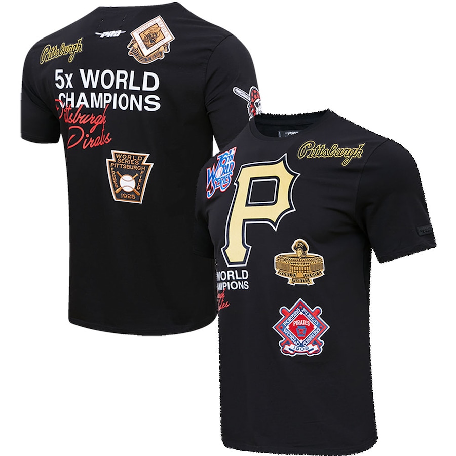Men's Pittsburgh Pirates Pro Standard Black Championship T-Shirt Men's Pittsburgh Pirates Pro Standard Black Championship T-Shirt
