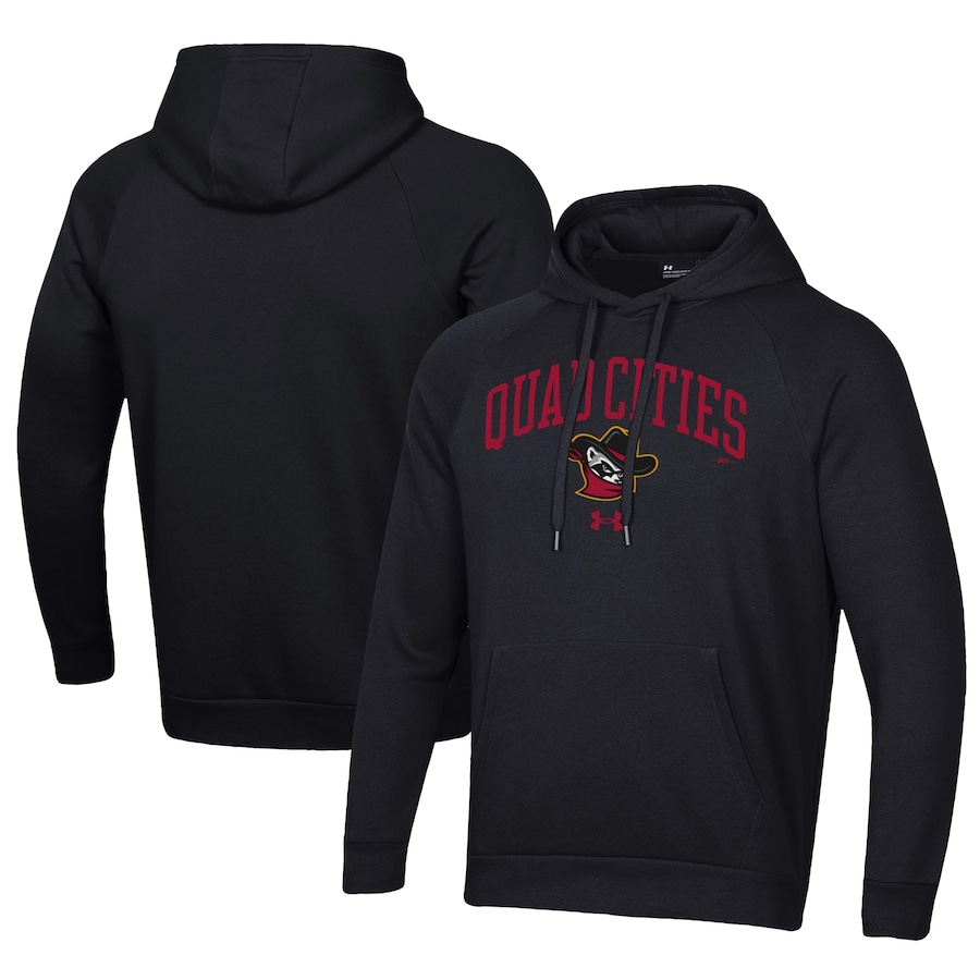 Men's Quad Cities River Bandits Under Armour Black All Day Fleece Pullover Hoodie Men's Quad Cities River Bandits Under Armour Black All Day Fleece Pullover Hoodie