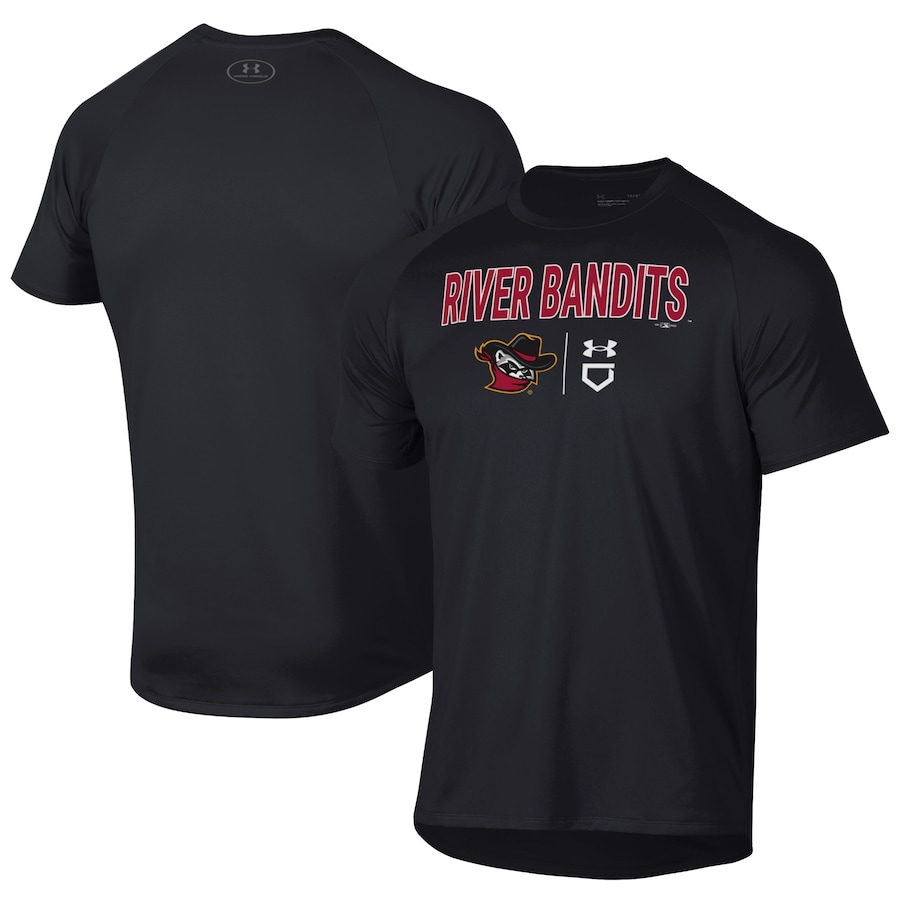 Men's Quad Cities River Bandits Under Armour Black Tech T-Shirt