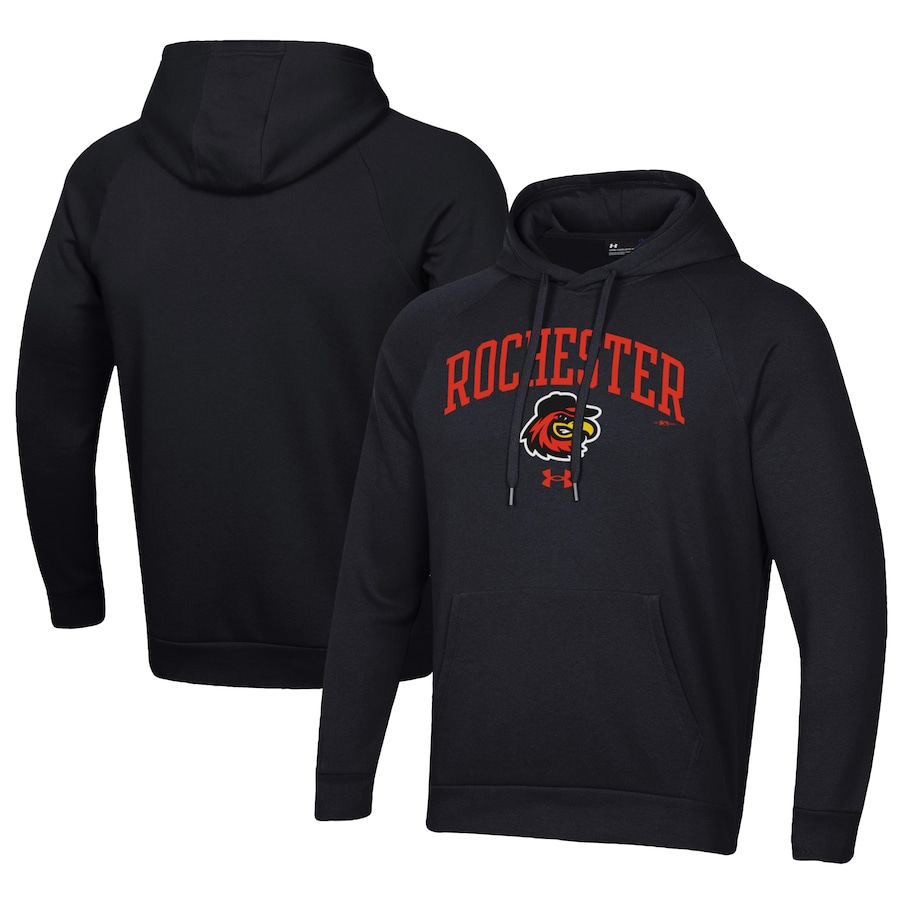 Men's Rochester Red Wings Under Armour Black All Day Fleece Pullover Hoodie Men's Rochester Red Wings Under Armour Black All Day Fleece Pullover Hoodie
