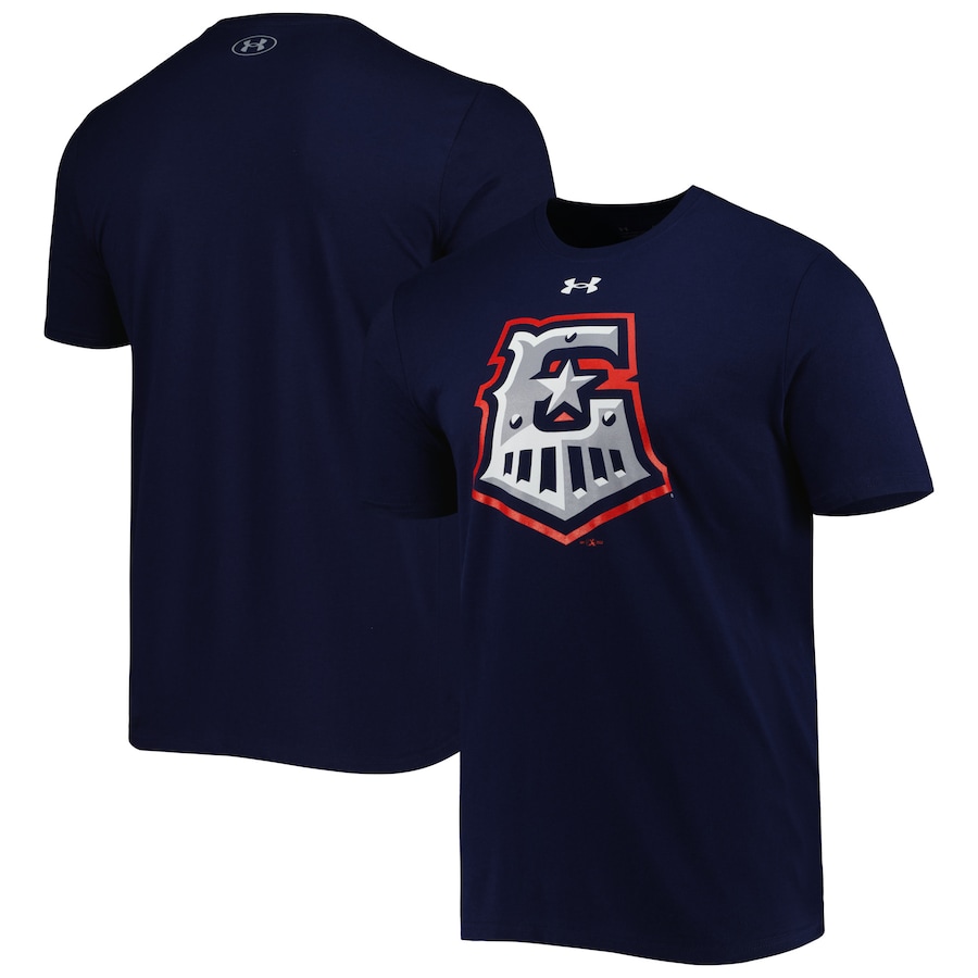 Men's Round Rock Express Under Armour Navy Wordmark T-Shirt Men's Round Rock Express Under Armour Navy Wordmark T-Shirt