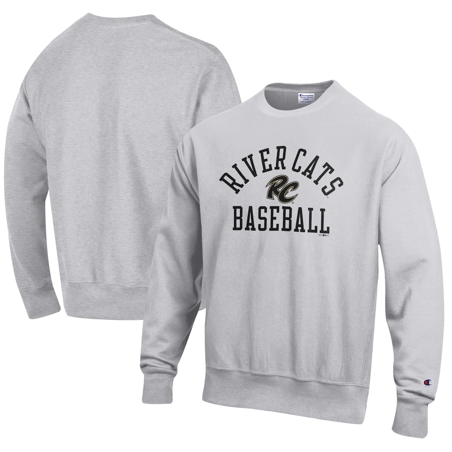 Men's Sacramento River Cats Champion Gray Baseball Reverse Weave Pullover Sweatshirt Men's Sacramento River Cats Champion Gray Baseball Reverse Weave Pullover Sweatshirt