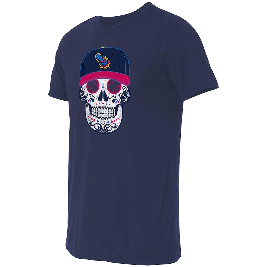 Men's San Antonio Flying Chanclas Heathered Navy Copa de la Diversion Sugar Skull Tri-Blend T-Shirt