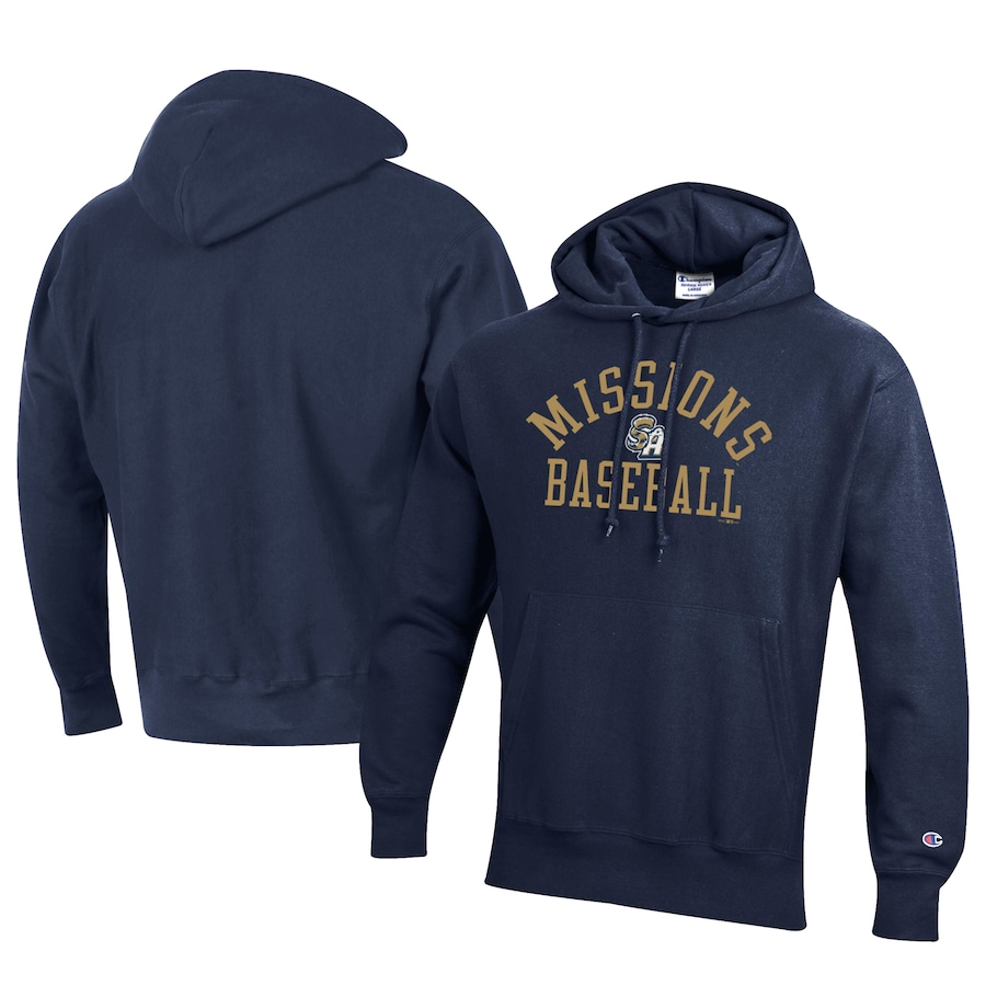 Men's San Antonio Missions Champion Navy Baseball Reverse Weave Pullover Hoodie Men's San Antonio Missions Champion Navy Baseball Reverse Weave Pullover Hoodie