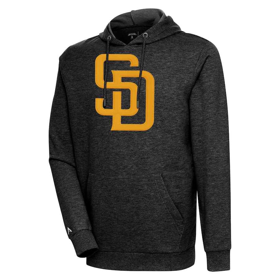 Men's San Diego Padres Antigua Heather Black Action Pullover Hoodie