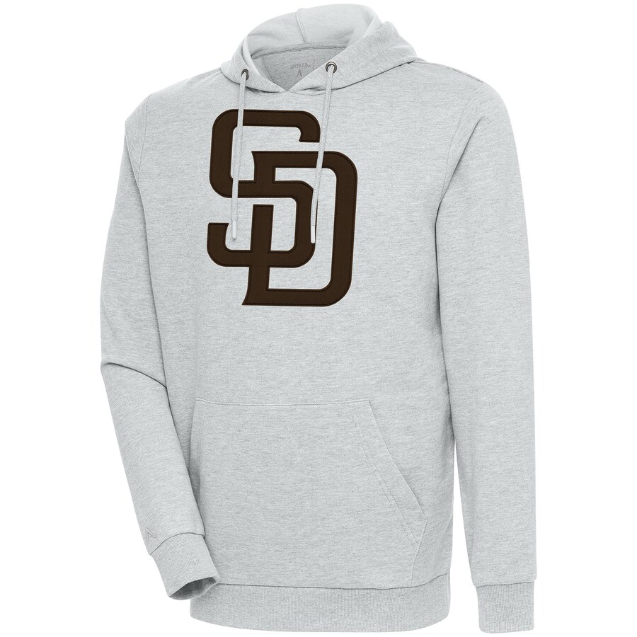 Men's San Diego Padres Antigua Heather Gray Action Pullover Hoodie