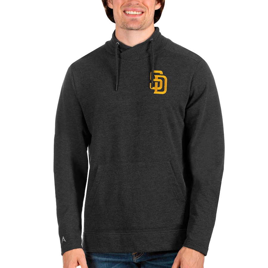 Men's San Diego Padres Antigua Heathered Black Team Reward Pullover Sweatshirt