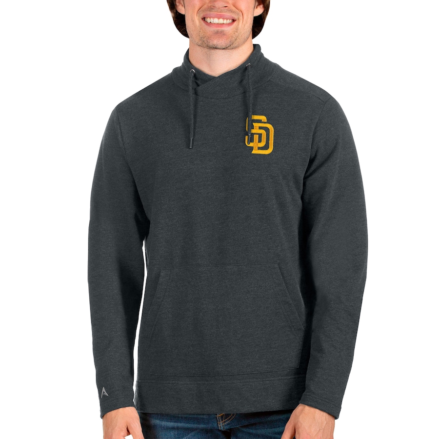Men's San Diego Padres Antigua Heathered Charcoal Team Reward Pullover Sweatshirt