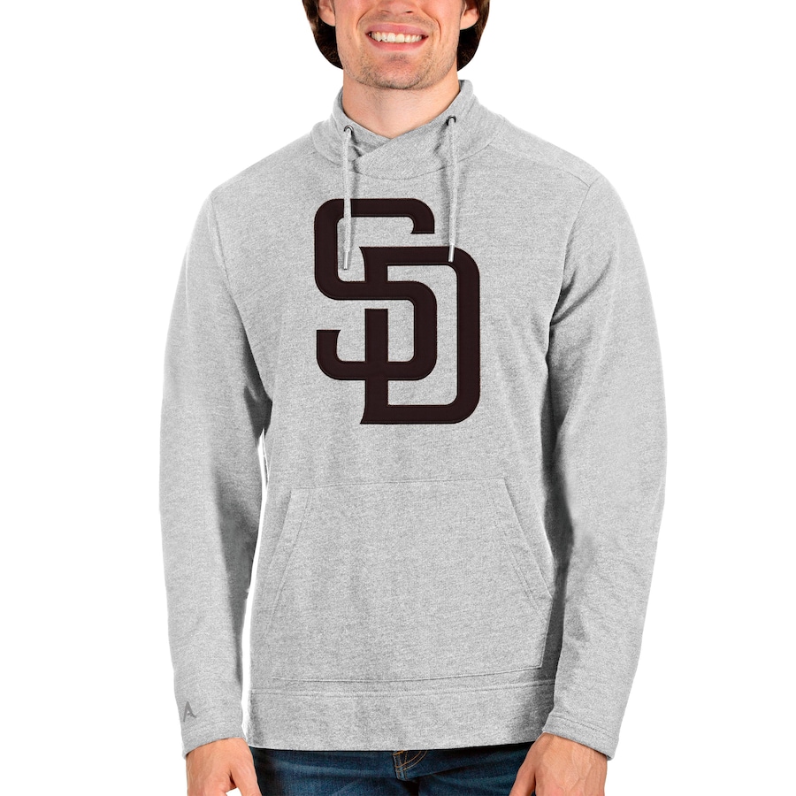 Men's San Diego Padres Antigua Heathered Gray Reward Pullover Sweatshirt