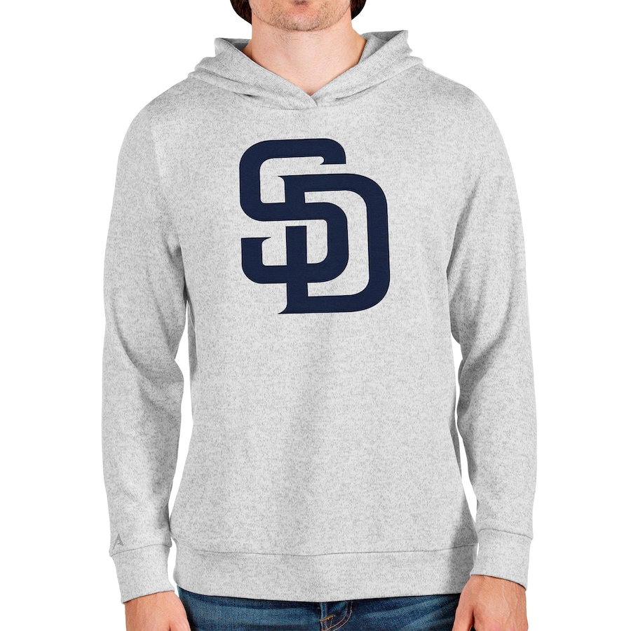 Men's San Diego Padres Antigua Heathered Gray Team Logo Absolute Pullover Hoodie